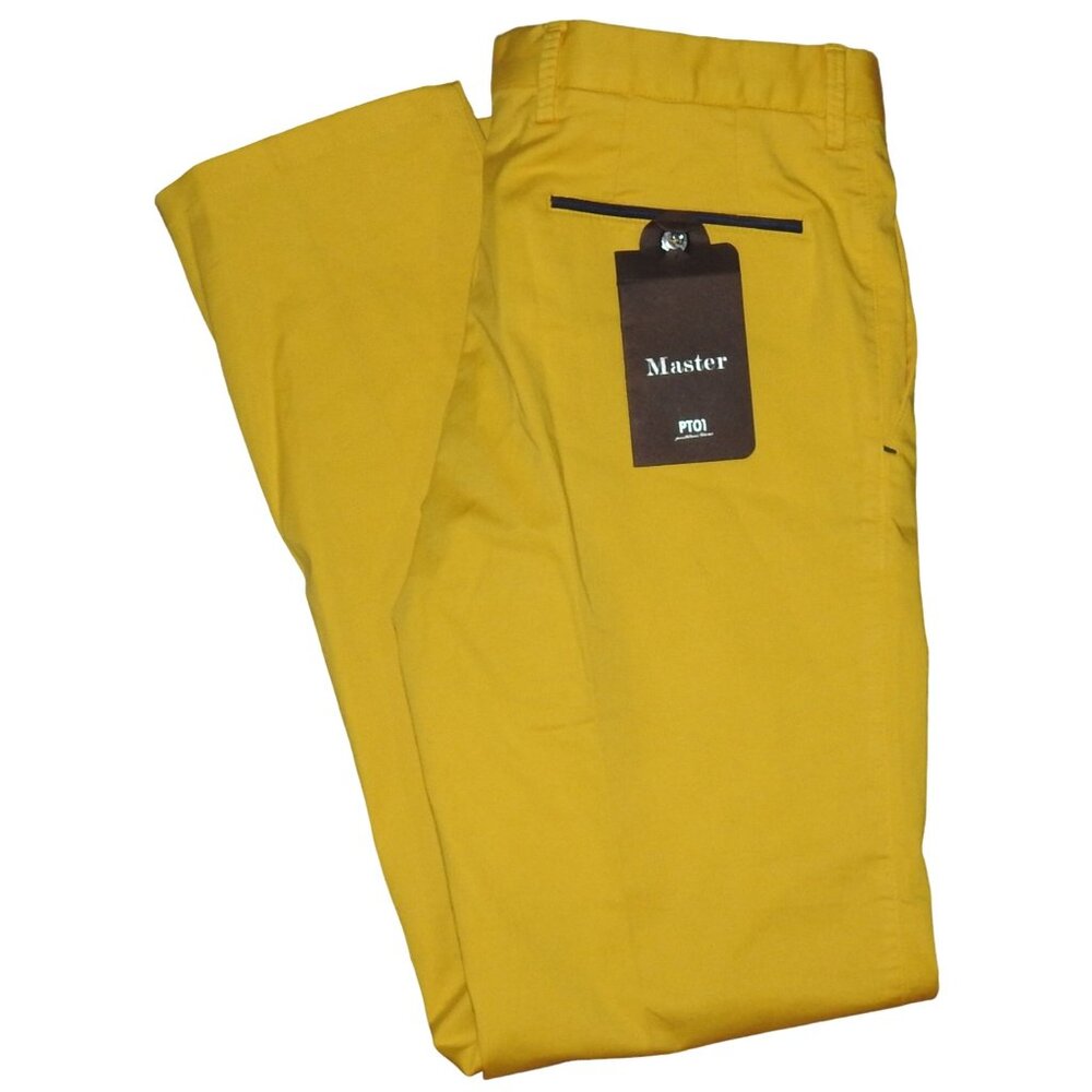 NWT PT01 Yellow Master Twill Cotton Flat Front Dress Pants EU 46 (US 36) $395